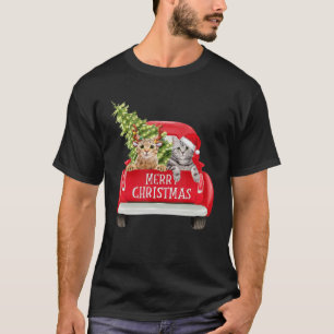 Funny Cat  Red Truck Xmas Pajama Tree Pet F T-shirt