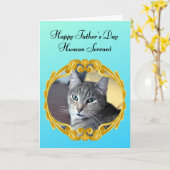 Funny Cat Regels het Huishouden Vaderdag Kaart (Gele Bloem)