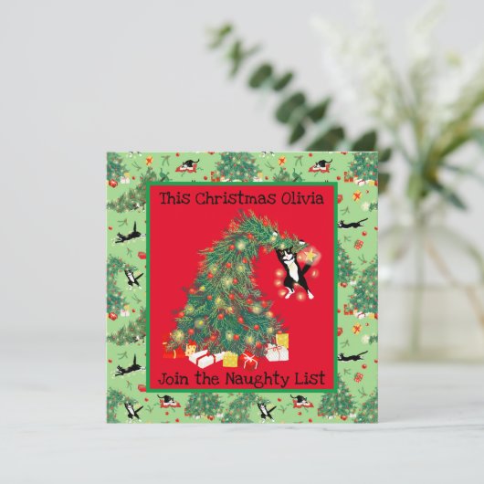 Funny Cat Regret Niets Custom Flat Wenskaart Kaart (Staand voorkant)