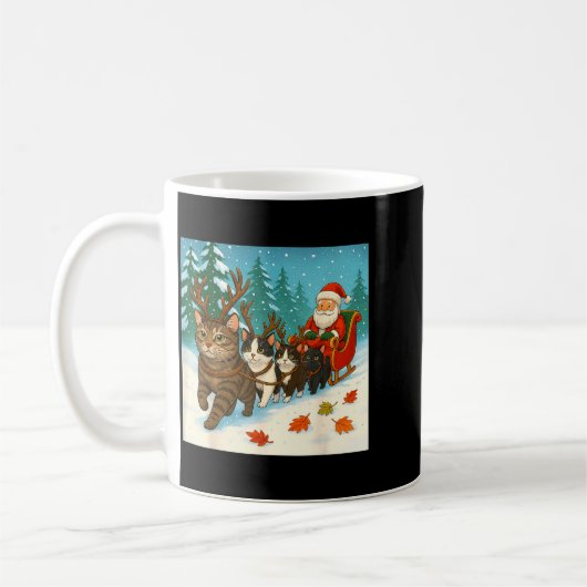 Funny Cat Reindeer Santa Christmas Design For Men  Koffiemok (Links)