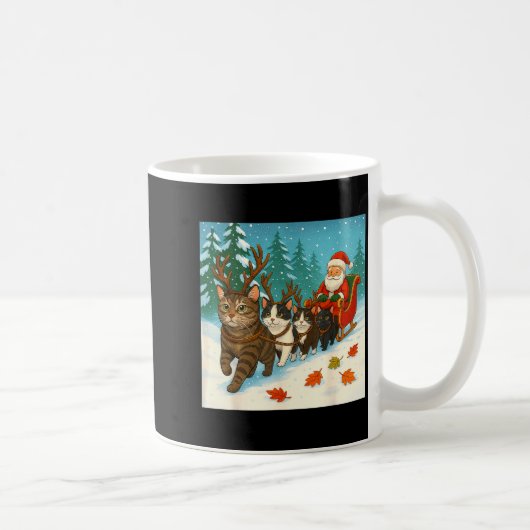Funny Cat Reindeer Santa Christmas Design For Men  Koffiemok (Rechts)