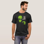 Funny Cat Retro Alien UFO Premium T-shirt (Voorkant volledig)