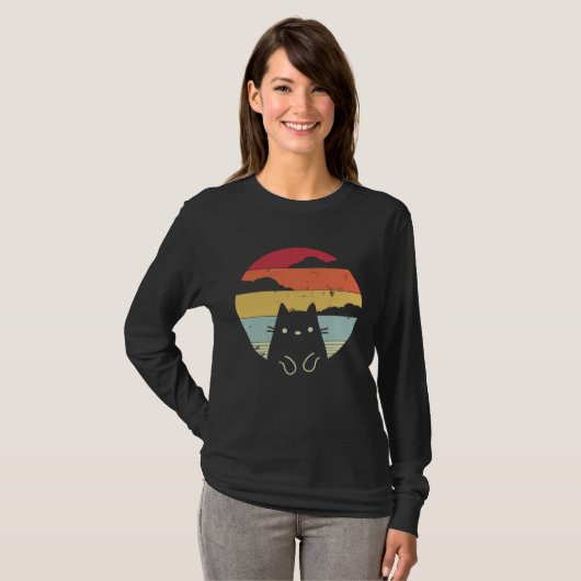 Funny Cat Retro Style T-shirt (Voorkant volledig)