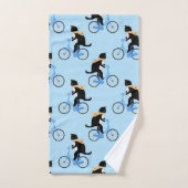 Funny Cat Riding Bicycle - Aangepast blauw Bad Handdoek (Handdoek)