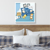 Funny Cat rijpt omhoog de Zaal Verraapt Canvas (Insitu (Slaapkamer))