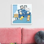 Funny Cat rijpt omhoog de Zaal Verraapt Canvas Afdruk (Insitu (Woonkamer))