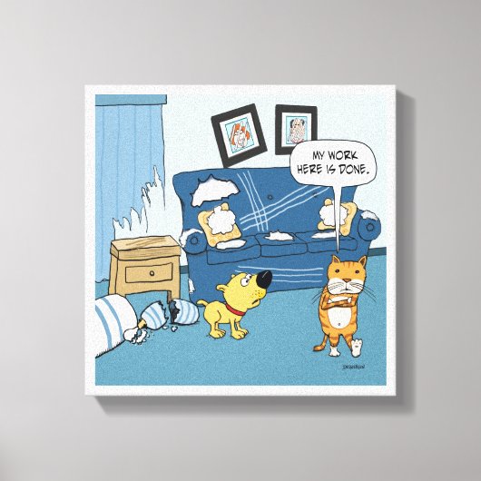Funny Cat rijpt omhoog de Zaal Verraapt Canvas Afdruk (Voorkant)