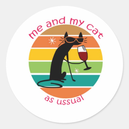 Funny Cat Ronde Sticker (Voorkant)
