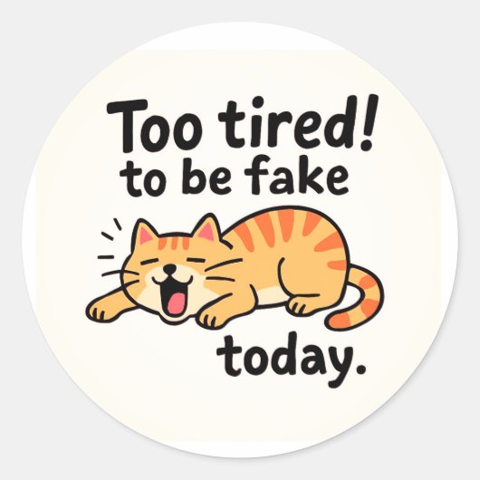 Funny Cat Ronde Sticker (Voorkant)
