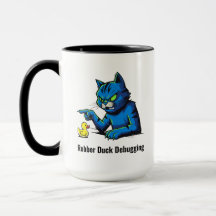 Funny Cat Rubber Duck Debugging Illustration