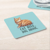Funny Cat Rule Dog Drool eenvoudig Schattig Onderz Kartonnen Onderzetters (Schuin)