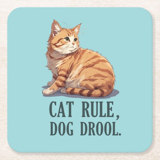 Funny Cat Rule Dog Drool eenvoudig Schattig Onderz Kartonnen Onderzetters (Voorkant)