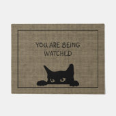 Funny Cat Rustic Faux Burlap Mat (Voorkant)