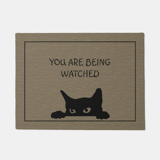 Funny Cat Rustic Faux Burlap Mat (Voorkant)