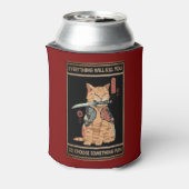 Funny Cat Samurai Alles zal je doden Blikjeskoeler (Blikje Achterkant)