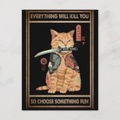 Funny Cat Samurai Alles zal je doden Briefkaart (Voorkant)