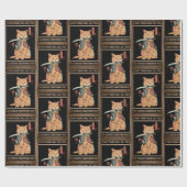 Funny Cat Samurai Alles zal je doden Cadeaupapier (Vlak)