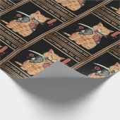 Funny Cat Samurai Alles zal je doden Cadeaupapier (Hoek)