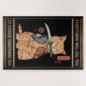 Funny Cat Samurai Alles zal je doden Legpuzzel (Horizontaal)