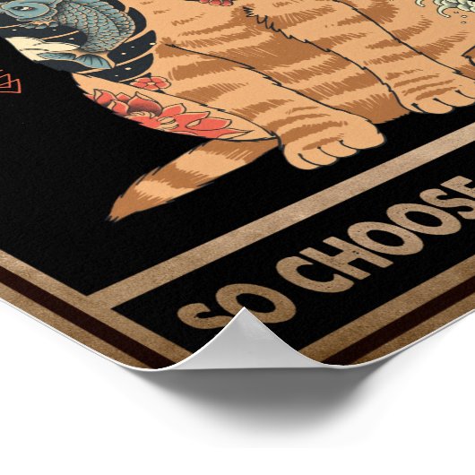 Funny Cat Samurai Alles zal je doden Poster (Hoek)