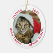 Funny Cat Santa Kerstkerst Keramisch Ornament (Links)