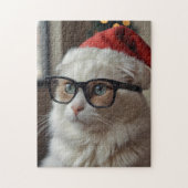 Funny Cat Santa Puzzle - Kerstmispuzzel Legpuzzel (Verticaal)