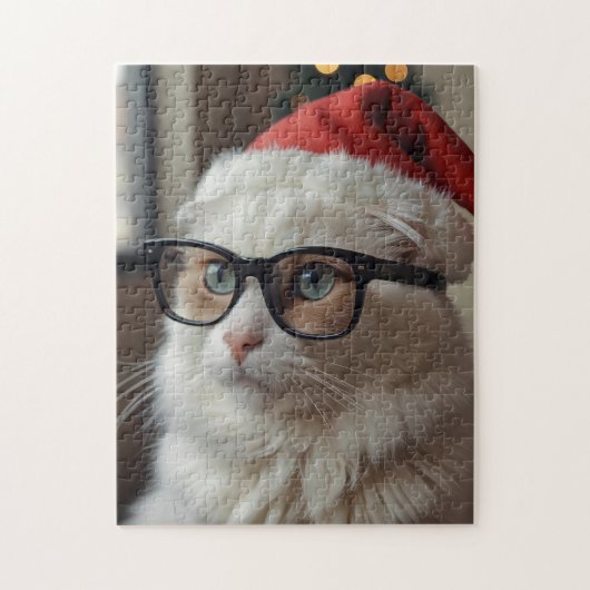 Funny Cat Santa Puzzle - Kerstmispuzzel Legpuzzel (Verticaal)