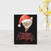 Funny Cat Santa Winter Merry Christmas T Shirt  Kaart (Gele Bloem)