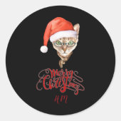 Funny Cat Santa Winter Merry Christmas T Shirt  Ronde Sticker (Voorkant)