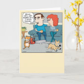 Funny Cat Scaring Dog with Chainzaag Birthday Kaart (Gele Bloem)