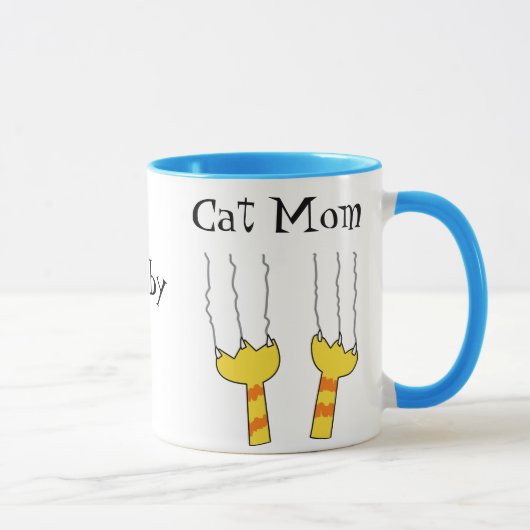 Funny Cat Scratches Kat mam Speful Personeel Mok (Rechts)