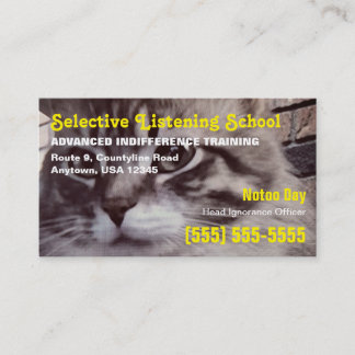 Funny Cat Selective Listening School Visitekaartje