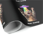 Funny Cat Selfie Alien UFO Hilarisch  Cadeaupapier (Rol Hoek)