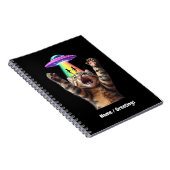 Funny Cat Selfie Alien UFO Hilarisch  Notitieboek (Rechterzijde)