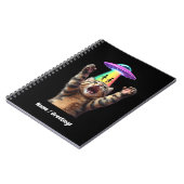 Funny Cat Selfie Alien UFO Hilarisch  Notitieboek (Linkerzijde)