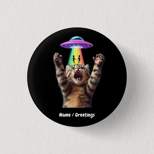 Funny Cat Selfie Alien UFO Hilarisch Ronde Button 3,2 Cm (Voorkant)