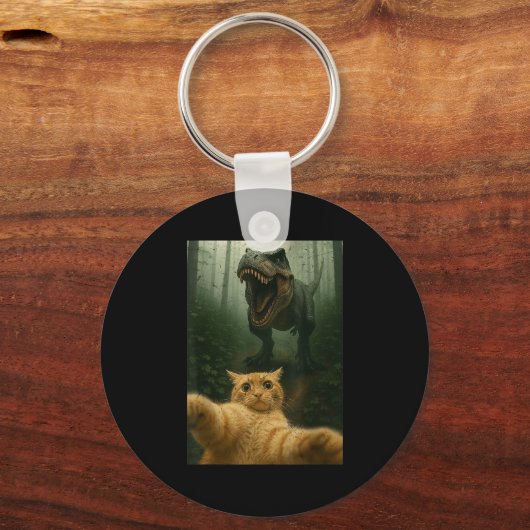 Funny Cat Selfie Dinosaur Meme Animals Lover Graph Sleutelhanger (Voorkant)