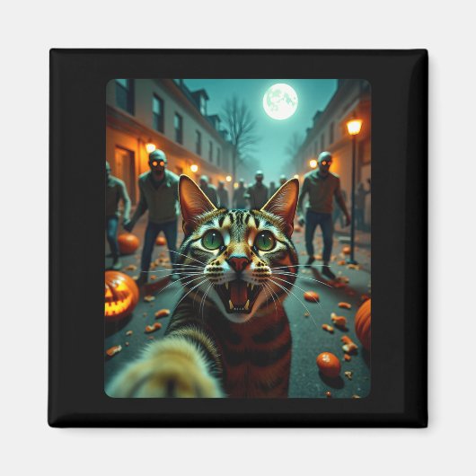Funny Cat Selfie Halloween Zombies Humor  Magneet (Voorkant)