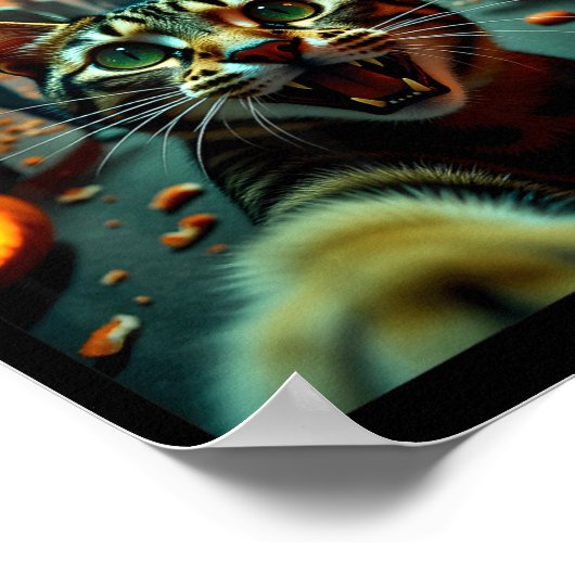 Funny Cat Selfie Halloween Zombies Humor  Poster (Hoek)