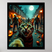 Funny Cat Selfie Halloween Zombies Humor  Poster (Voorkant)