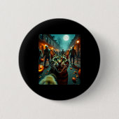 Funny Cat Selfie Halloween Zombies Humor  Ronde Button 5,7 Cm (Voorkant)