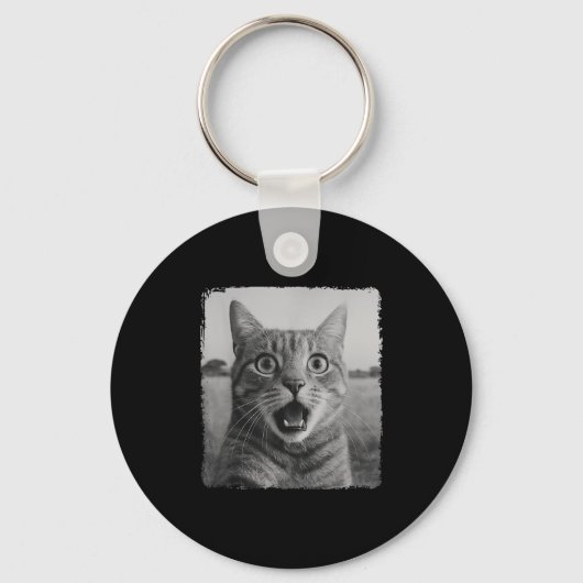 Funny Cat Selfie Meme Graphic Voor Mannen Vrouwen Sleutelhanger (Voorkant)