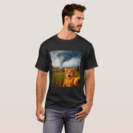 Funny Cat Selfie Meme Tornado  T-shirt (Voorkant volledig)