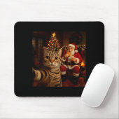 Funny Cat Selfie Santa Claus Eating Cookies Christ Muismat (Met muis)