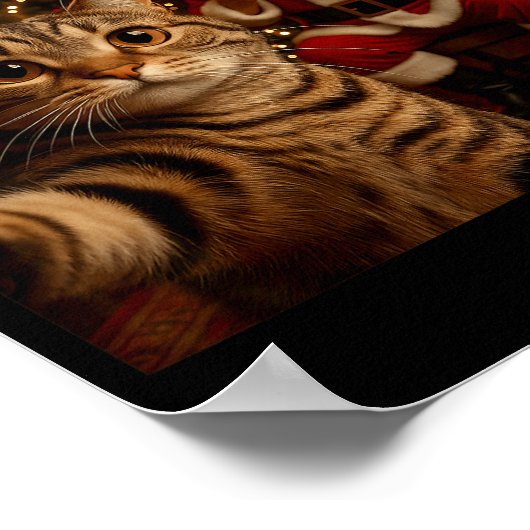 Funny Cat Selfie Santa Claus Eating Cookies Christ Poster (Hoek)