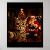 Funny Cat Selfie Santa Claus Eating Cookies Christ Poster (Voorkant)