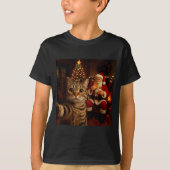 Funny Cat Selfie Santa Claus Eating Cookies Christ T-shirt (Voorkant)