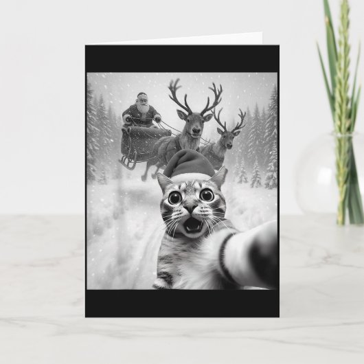 Funny Cat Selfie Santa Merry Christmas Xmas Pajama Kaart (Voorkant)