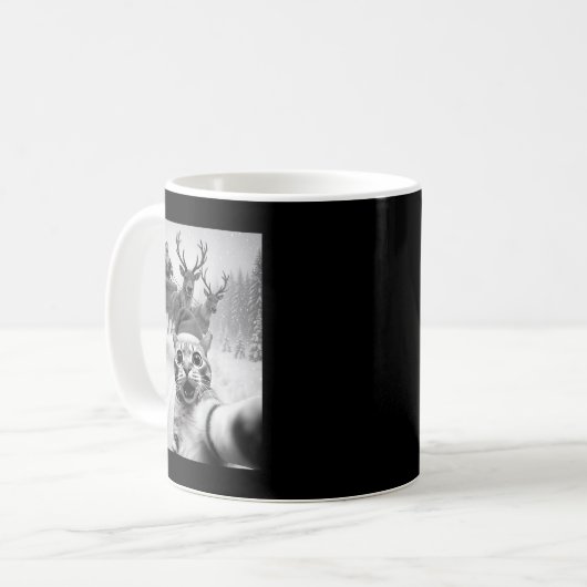 Funny Cat Selfie Santa Merry Christmas Xmas Pajama Koffiemok (Voorkant links)