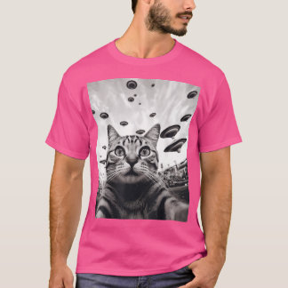 Funny Cat Selfie Ufo T-shirt